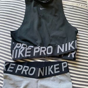 Nike Pro halter sports bra plus riding shorts